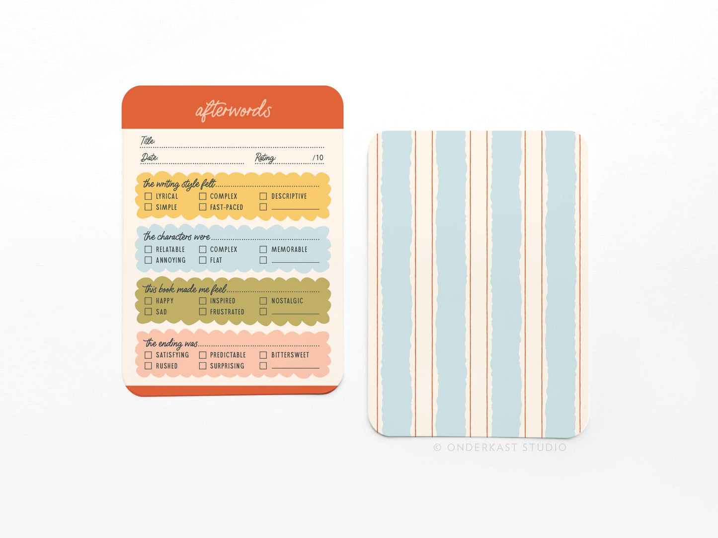 Afterwords Book Review Cards