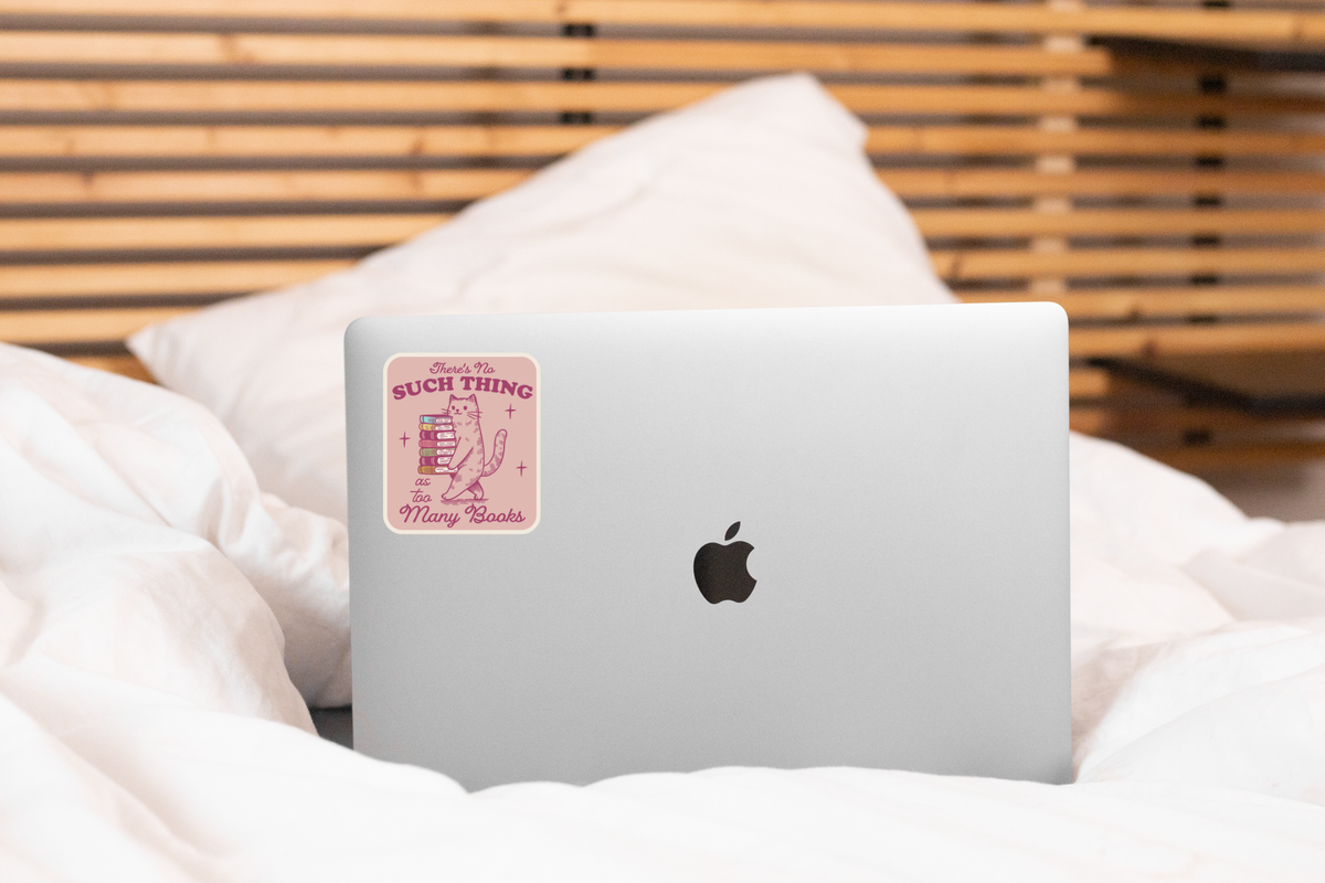 There's No Such Thing As Too Many Books Sticker - cat, kitty