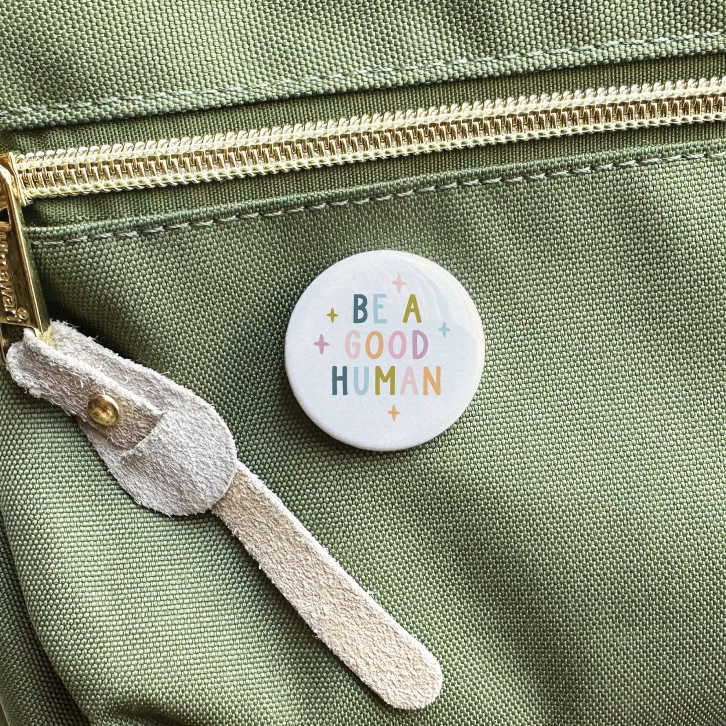 Be a Good Human Pinback Button: Packaged