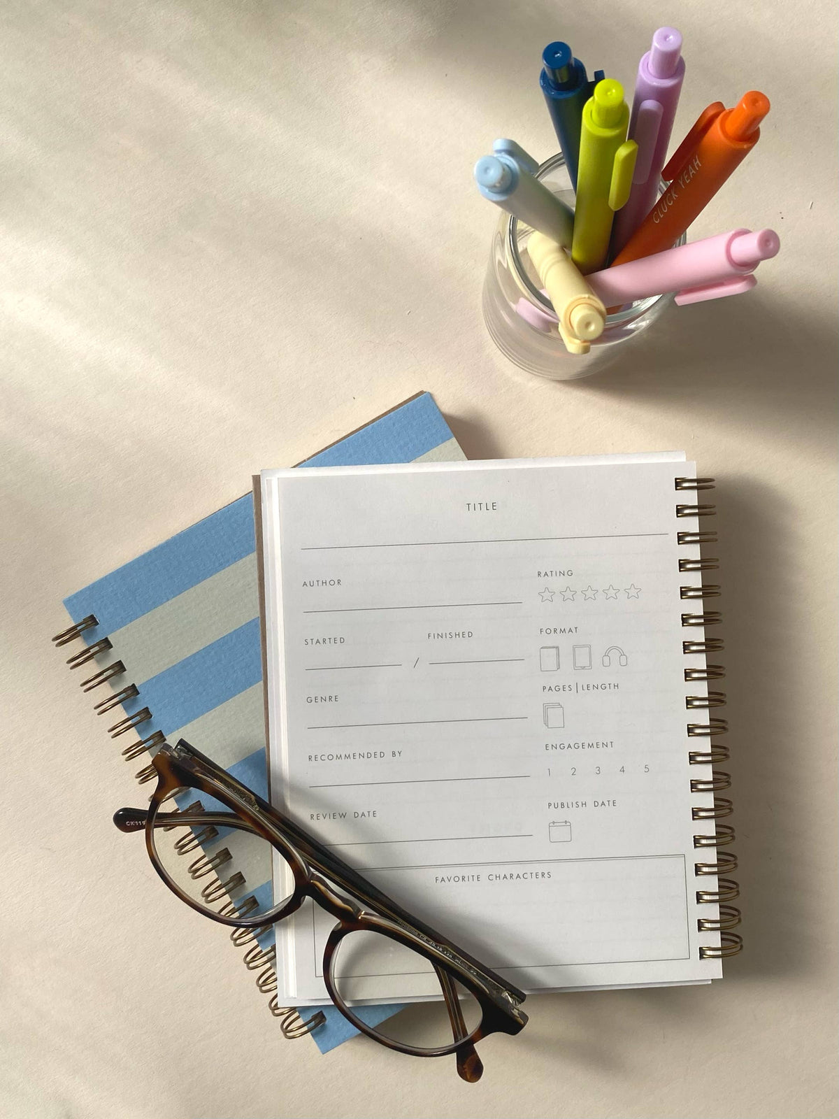Striped Book Log Reading Journal: Aloe Cover | White Ink