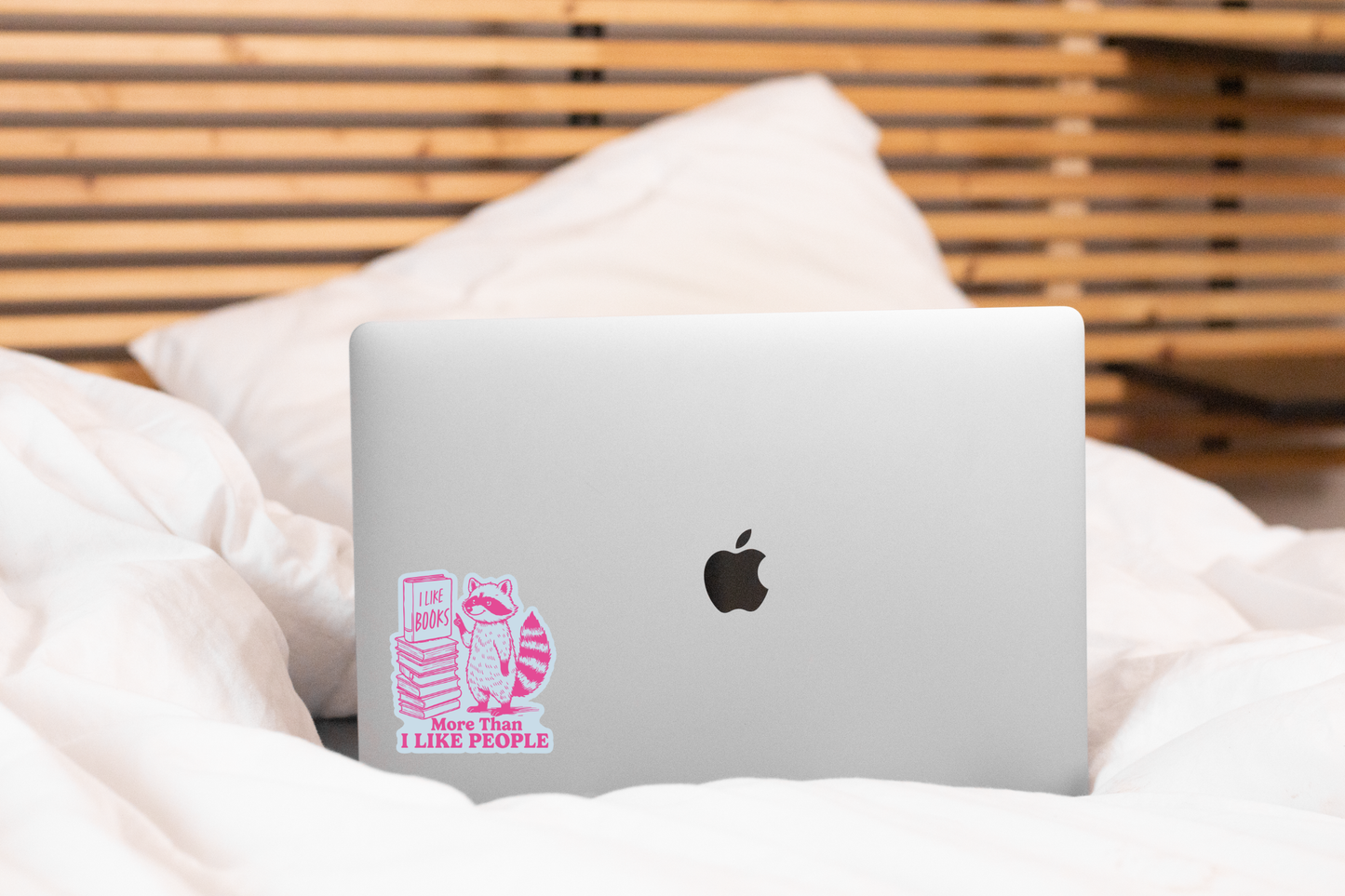 I Like Books More Than I Like People Sticker - raccoon