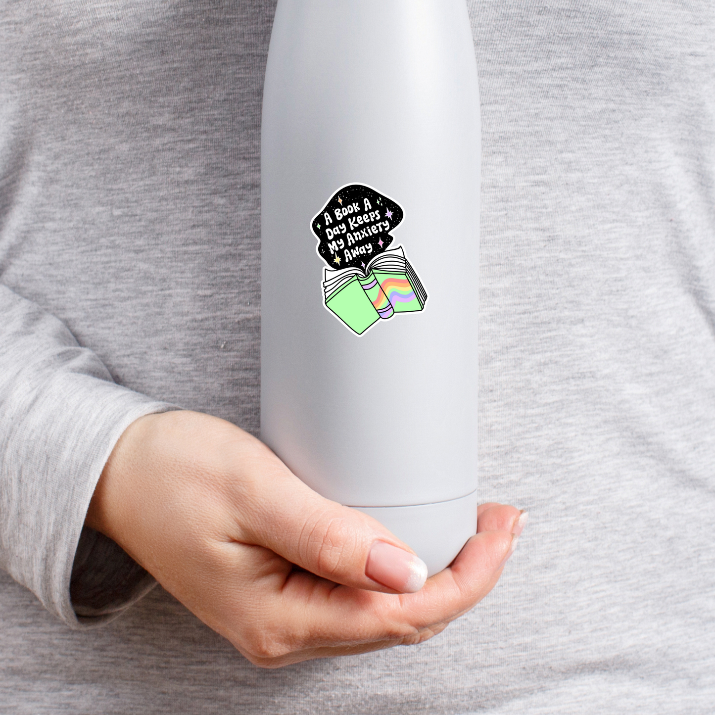 A Book A Day Keeps My Anxiety Away Stickers / Trendy Reading: Matte 2''