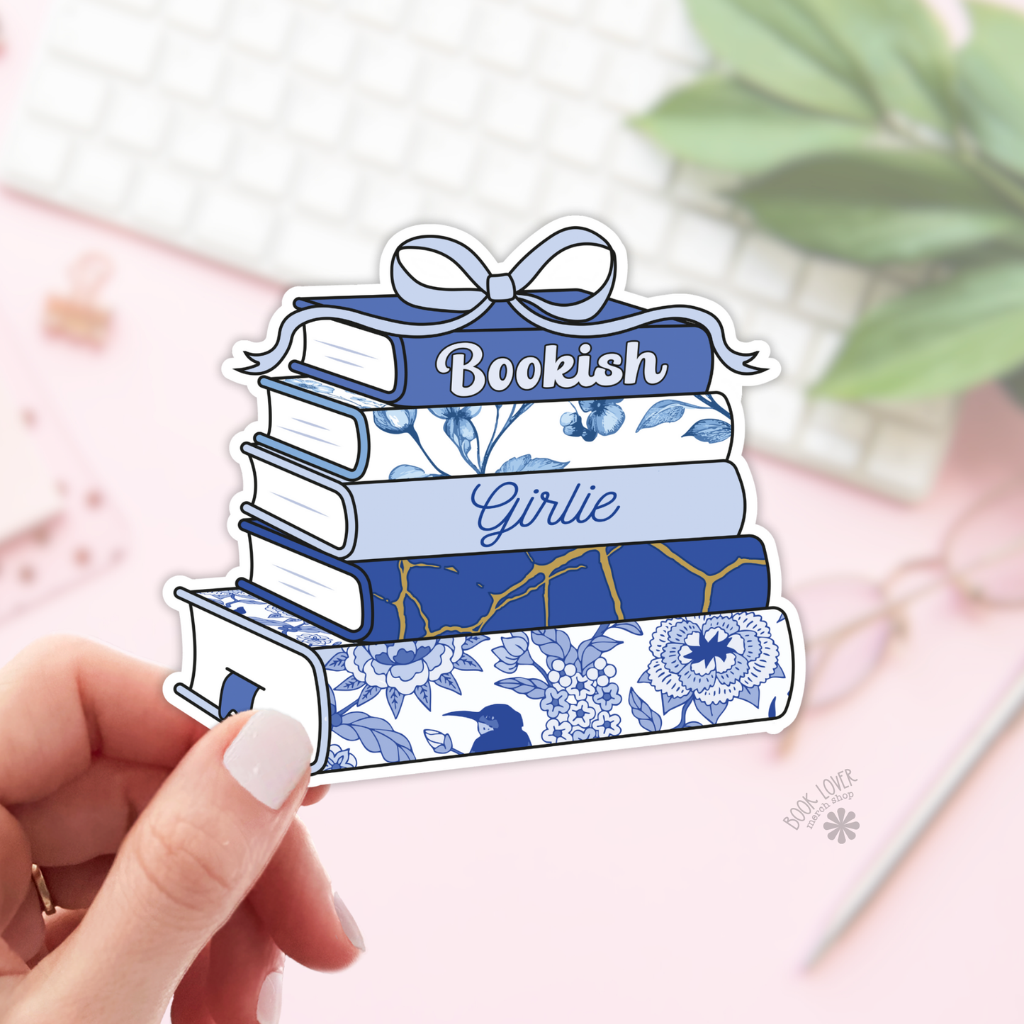 Chinoiserie Book Stack Stickers / Coquette Bow Bookish: 2''