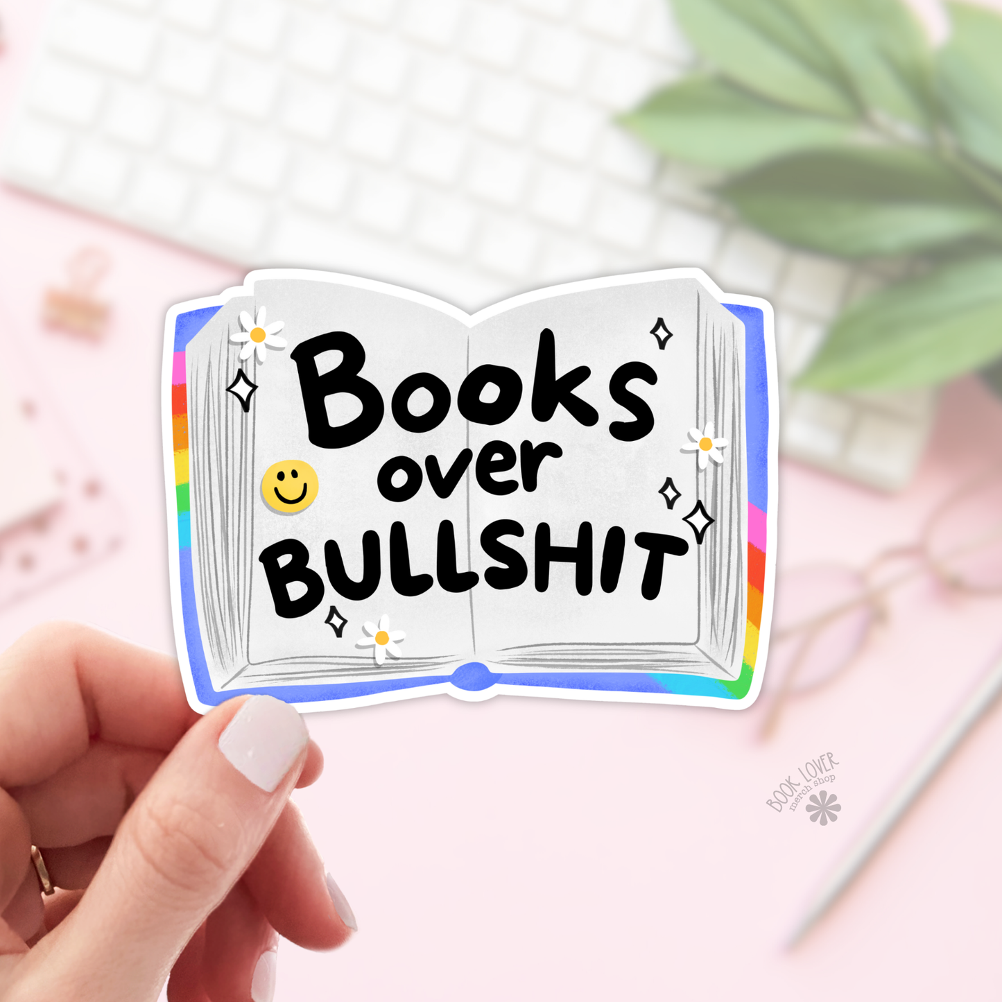 Books Over Bullshit Stickers / Bookish Stickers / Book Lover: 3''