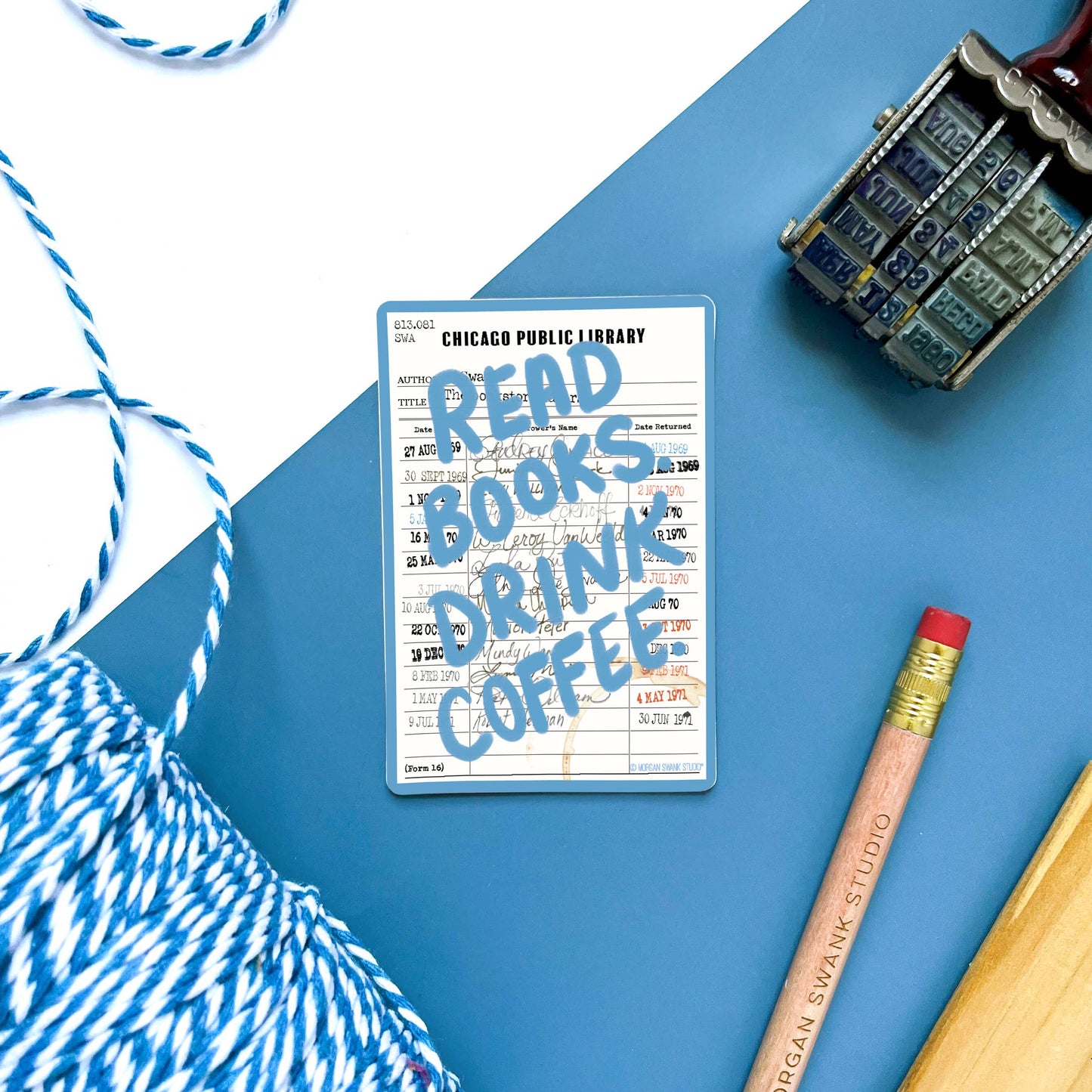 Read Books. Drink Coffee. - Library Card Sticker