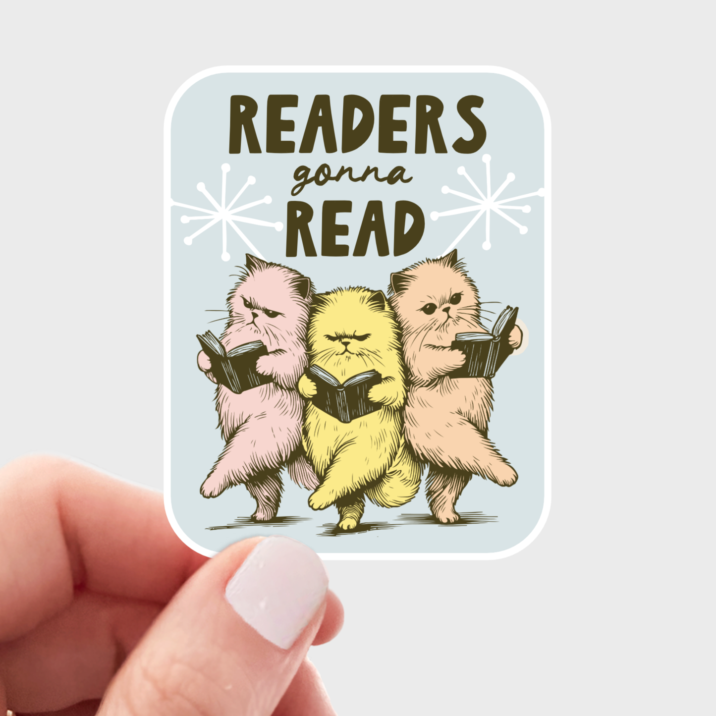 Readers Gonna Read Sticker - books, bookshop, cats, kittens