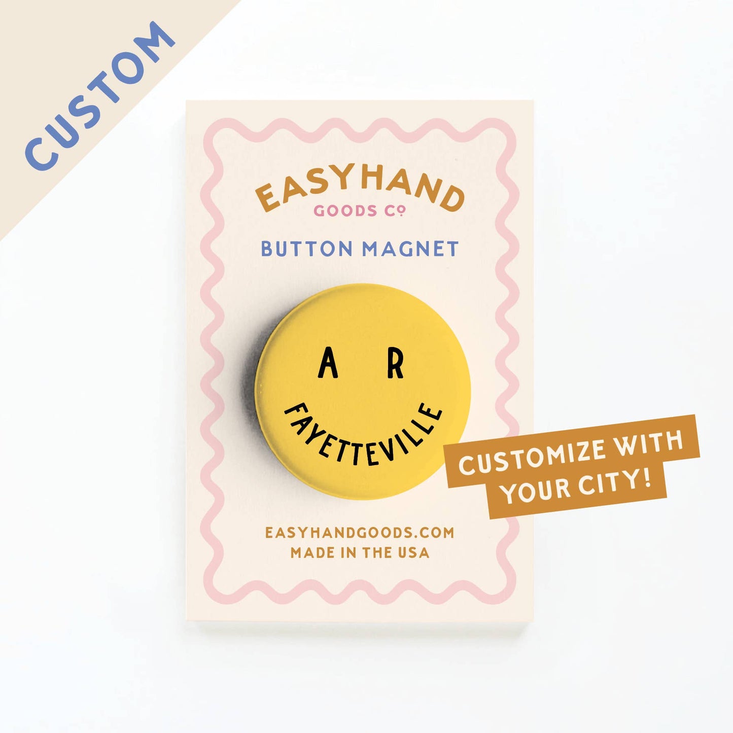 Custom City Smiley Face Button: Packaged / Pinback Button