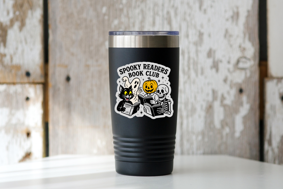 Spooky Readers Book Club Sticker - cat, fall, halloween