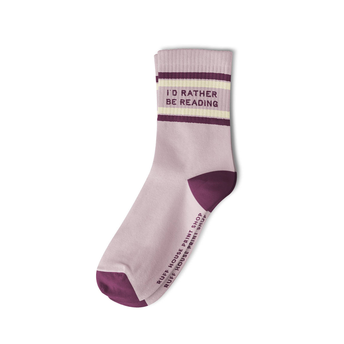 I'd Rather Be Reading Stripe Unisex Ribbed Crew Socks