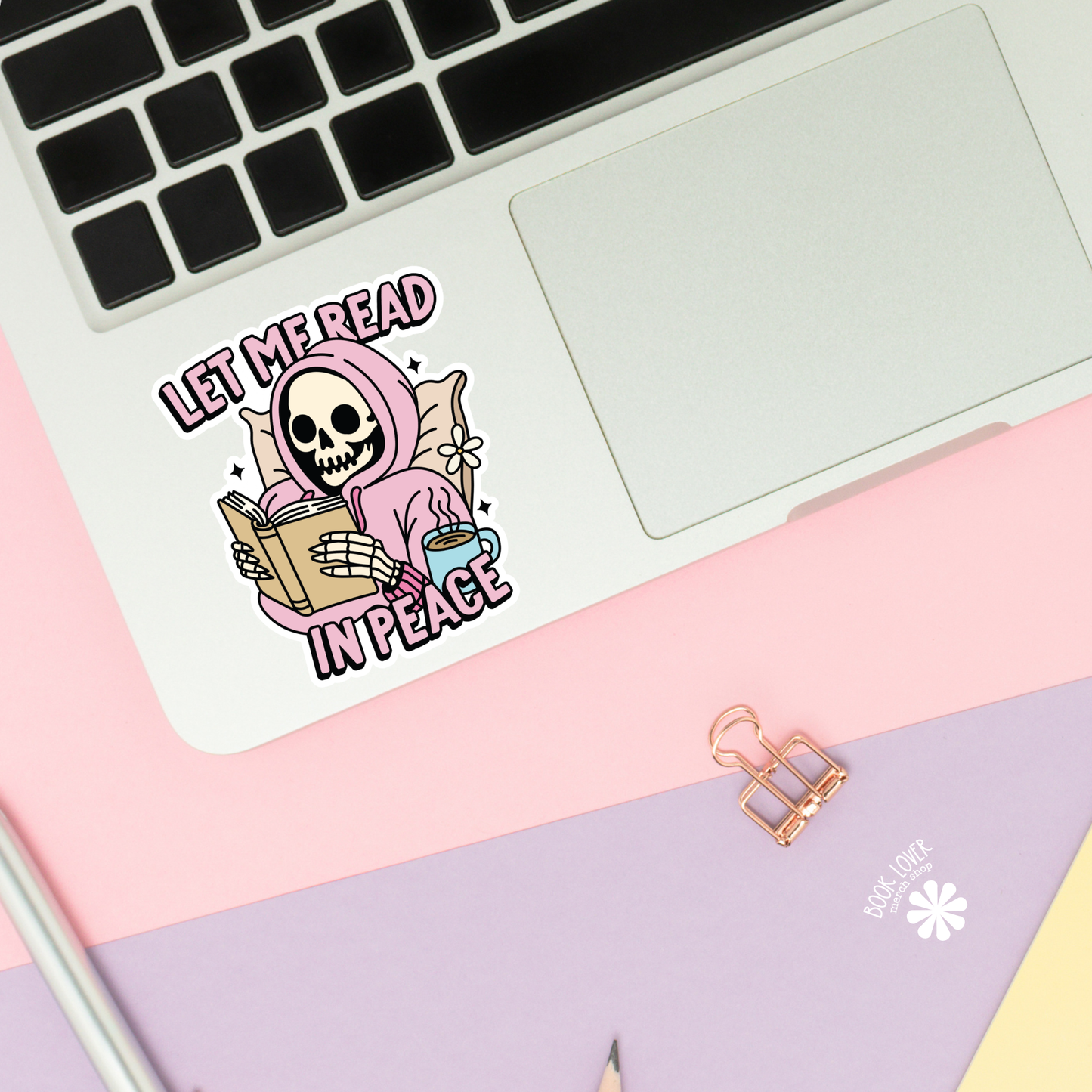 Let Me Read In Peace Skull Stickers / Bookish Stickers : Matte Stickers 2''