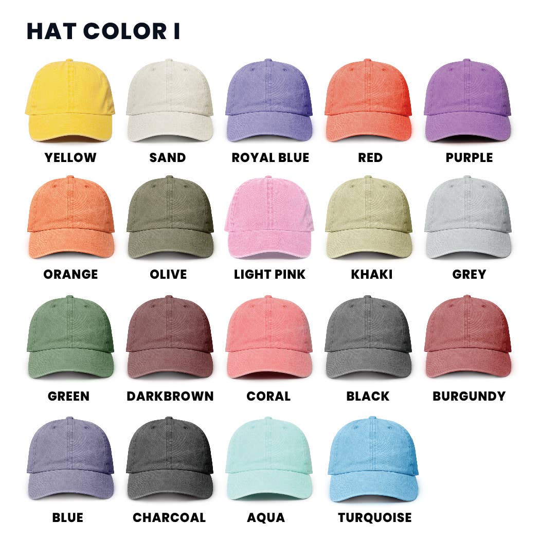 Custom Pigment Washed Hat – City & State Embroidery