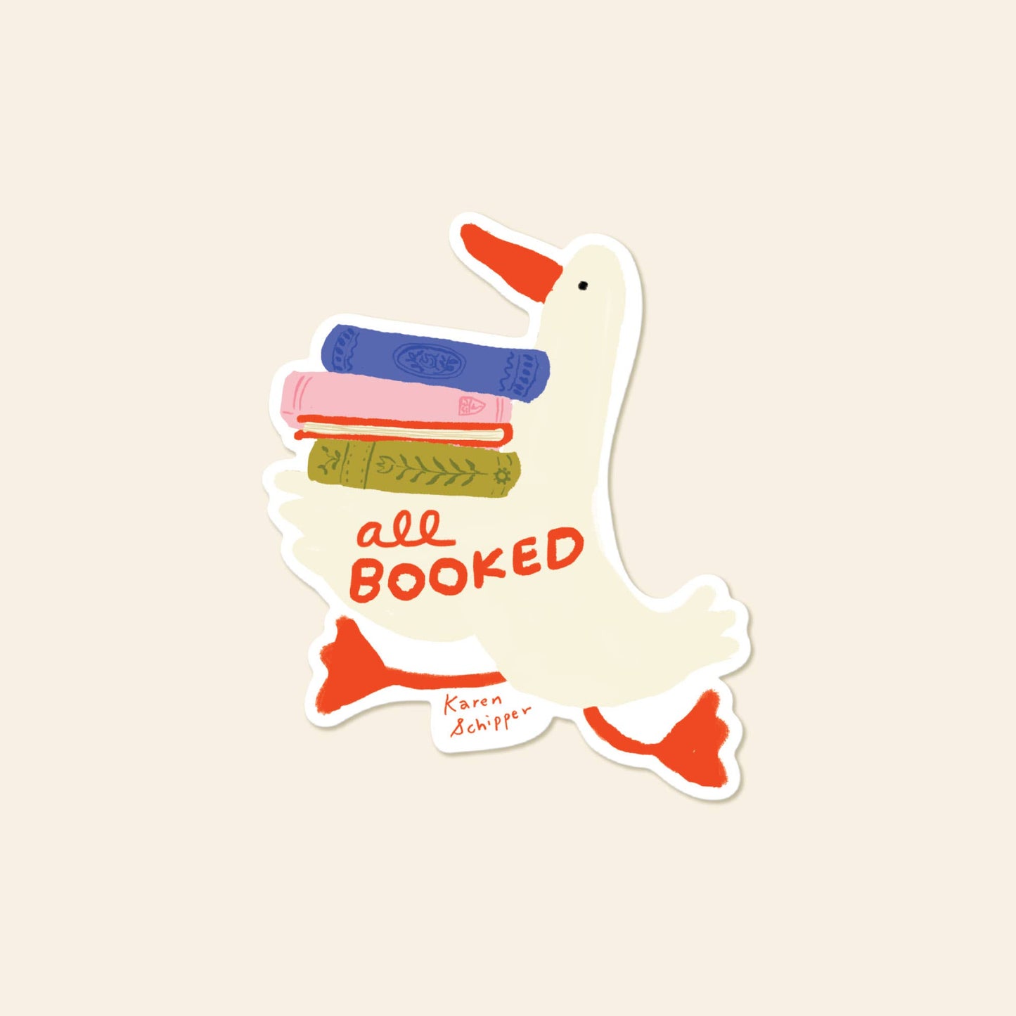 All Booked Duck Sticker - Book Lover Vinyl Sticker
