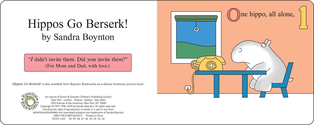 Hippos Go Berserk! by Sandra Boynton: Board Books; 32 pages / English