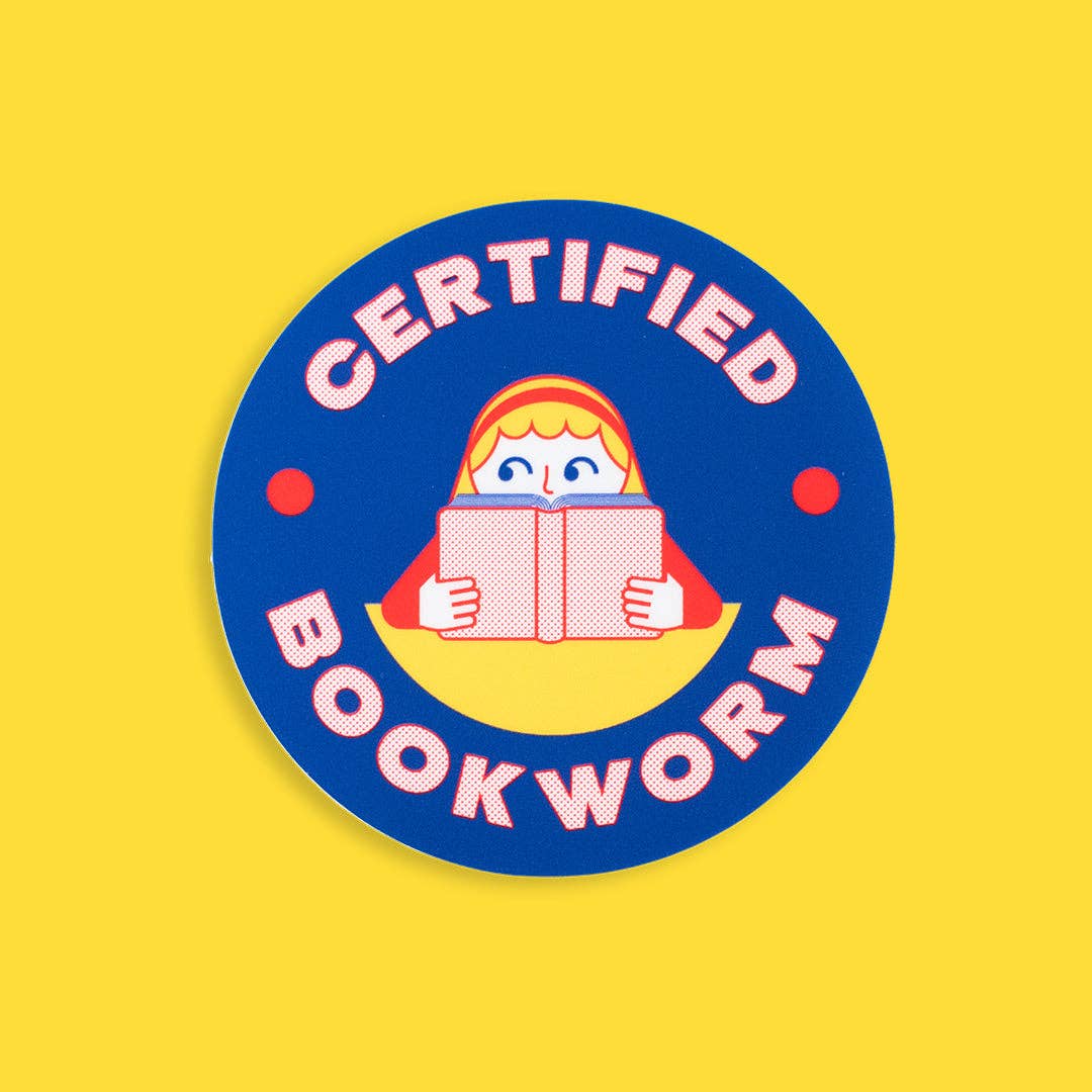 Certified Bookworm Illustrated Vinyl Sticker