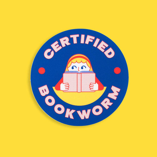 Certified Bookworm Illustrated Vinyl Sticker