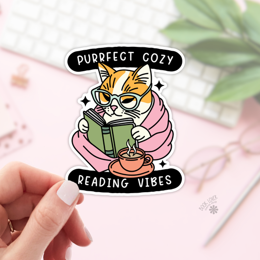 Purrfect Cozy Reading Vibes Stickers / Bookish Stickers: 2''