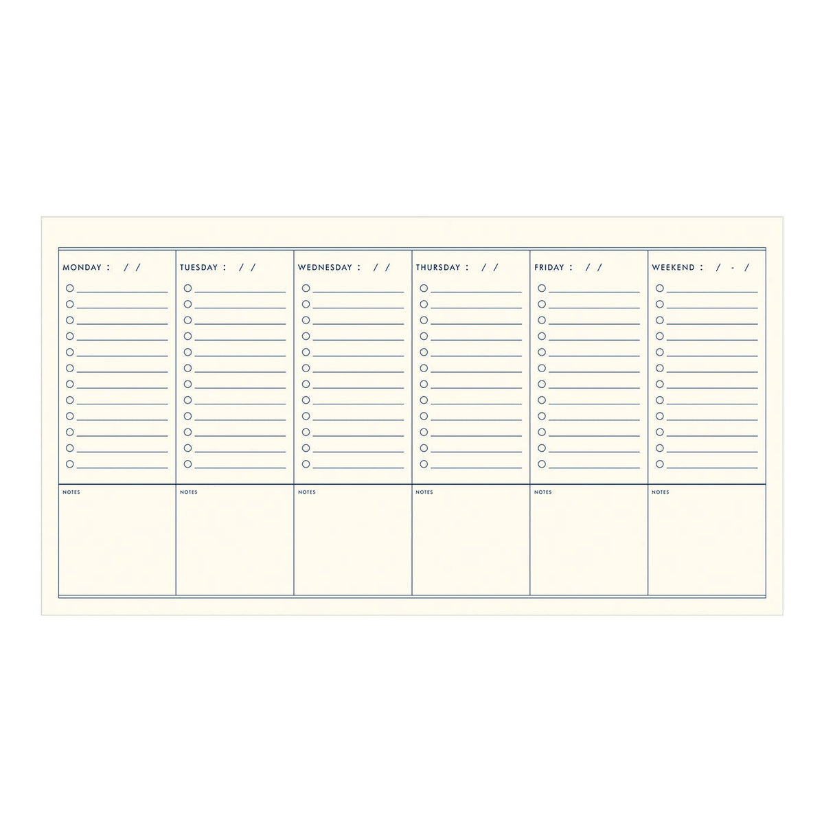 Day By Day Undated Weekly Planner