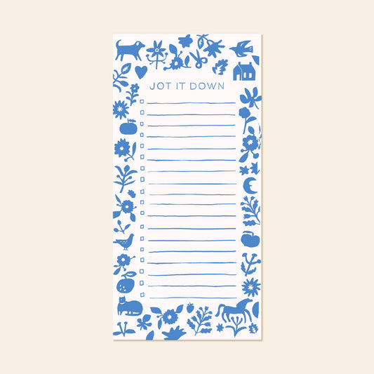 Blue Folk Notepad – Blue To-Do List Pad | Magnetic List Pad