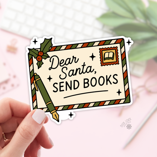 Dear Santa Send Books Stickers / Christmas Bookish Stickers: 2''