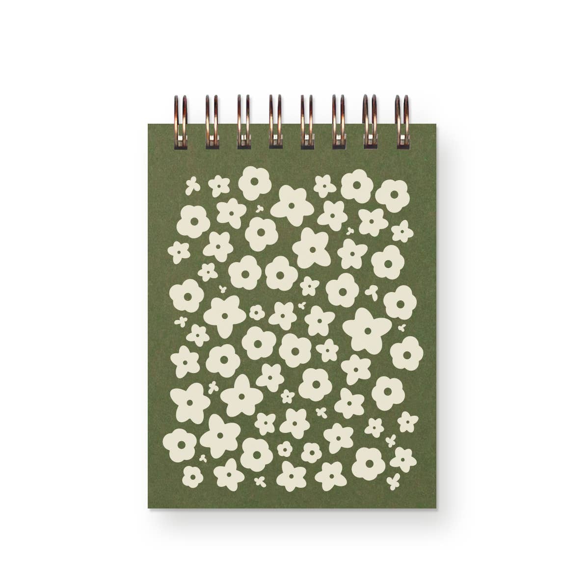 Flower Pattern Mini Jotter Notebook: Chartreuse Cover | White Ink