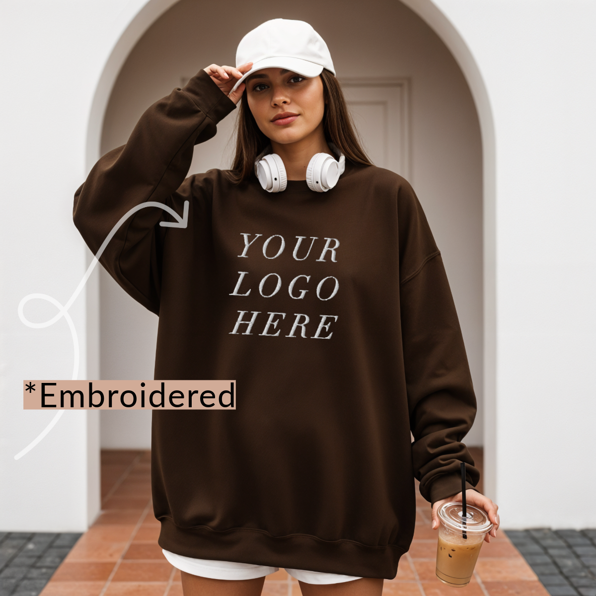 Custom LOGO Sweatshirt *Embroidered // Gildan, One-Sided: Navy / M