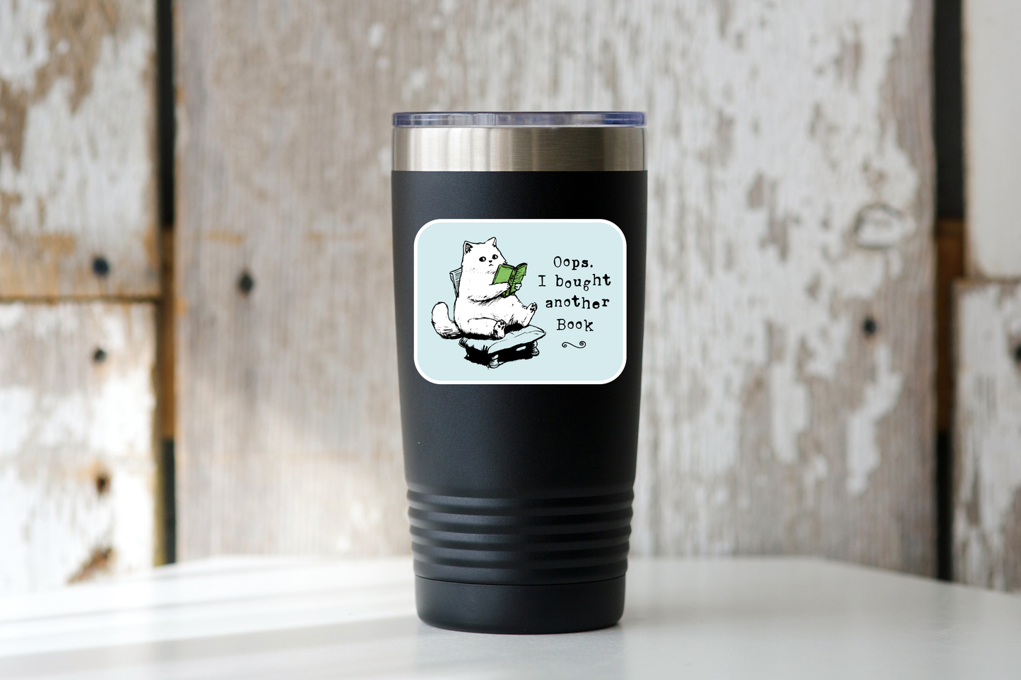 Oops I Bought Another Book Sticker - cat, cute, funny, shop