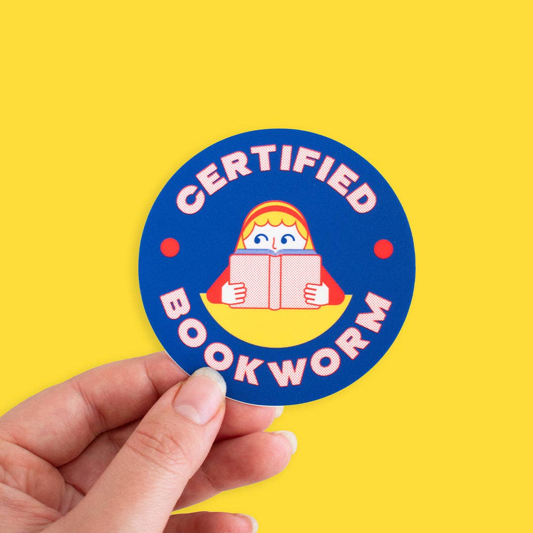 Certified Bookworm Illustrated Vinyl Sticker