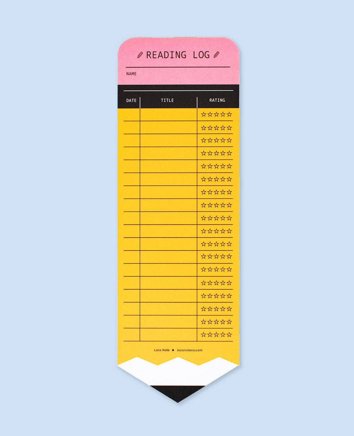 Pencil Reading Log Bookmark: Yellow