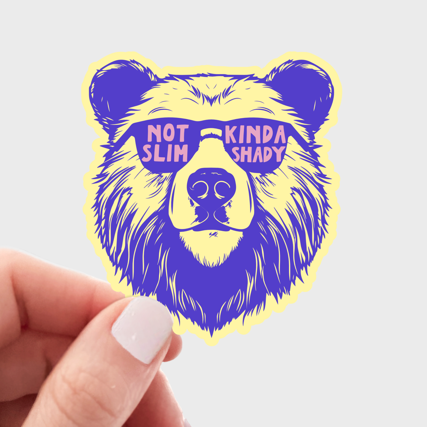 Not Slim Kinda Shady Sticker - bear, funny, cute, pink