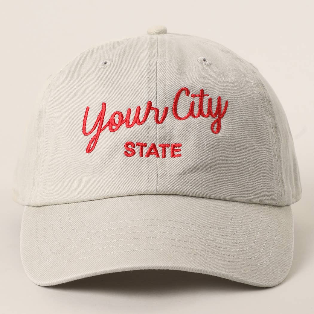 Custom Pigment Washed Hat – City & State Embroidery