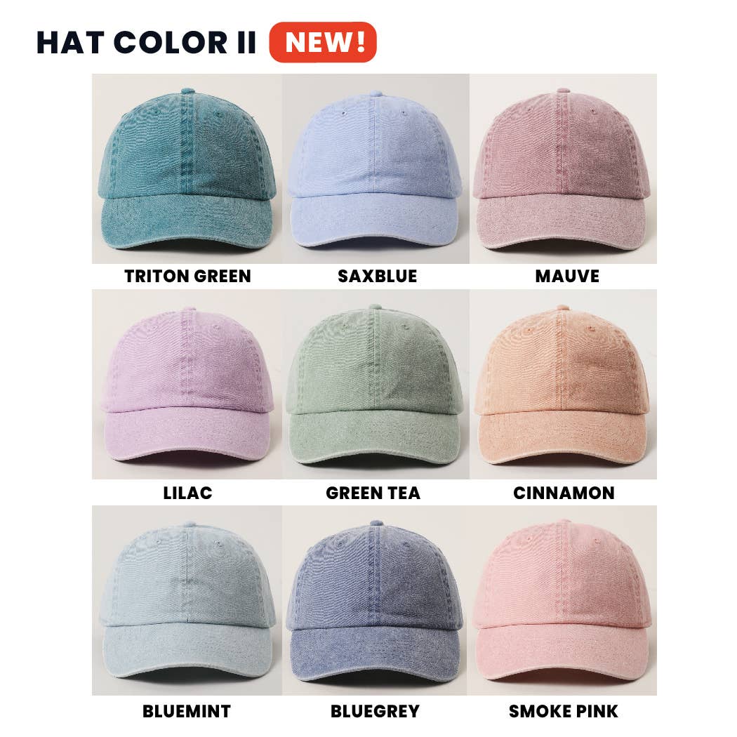 Custom Pigment Washed Hat – City & State Embroidery