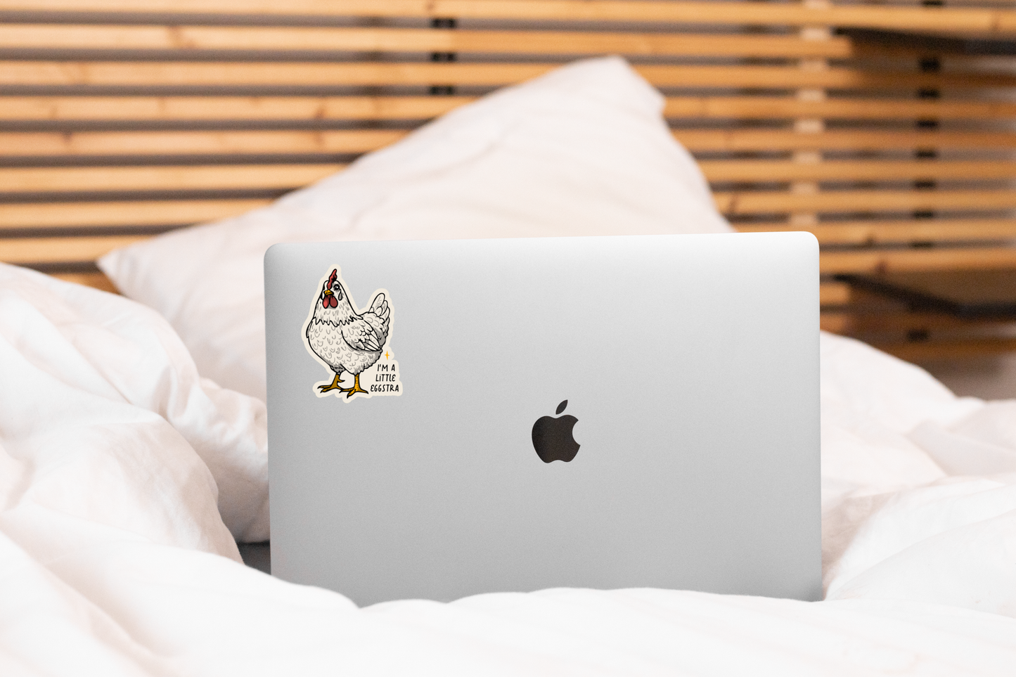 I'm a Little Eggstra Sticker - chicken, hen, farm, country