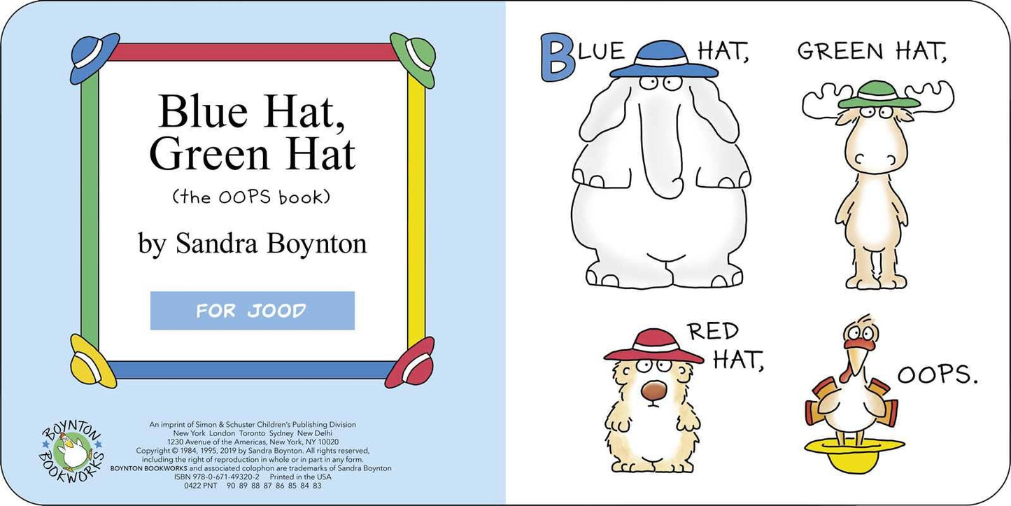 Blue Hat, Green Hat by Sandra Boynton: Board Books; 16 pages / English