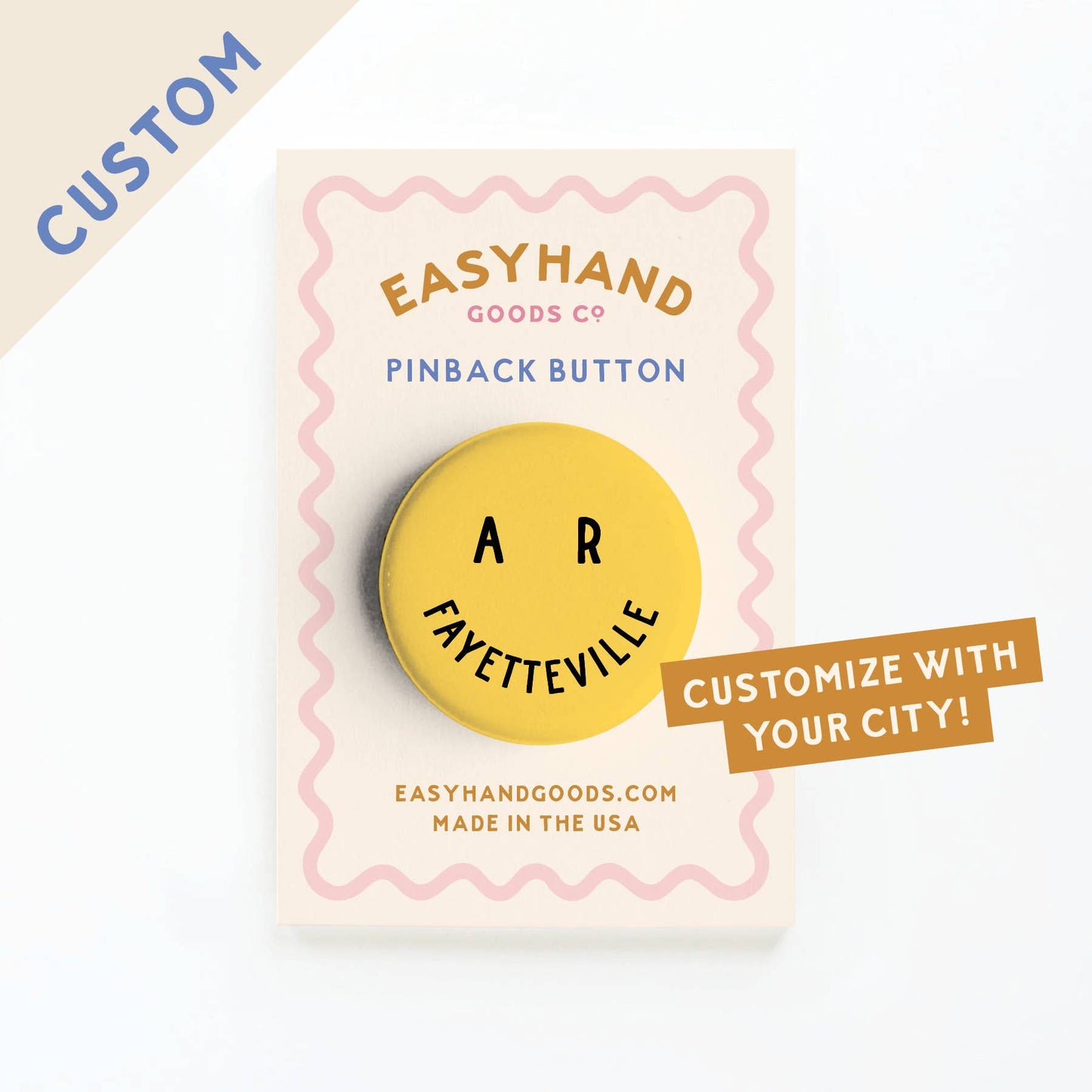 Custom City Smiley Face Button: Packaged / Pinback Button