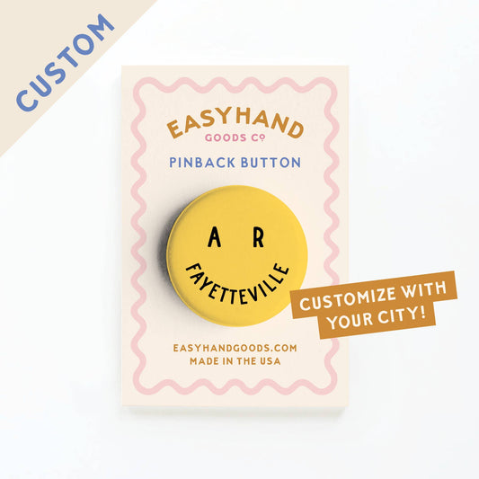 Custom City Smiley Face Button: Packaged / Pinback Button