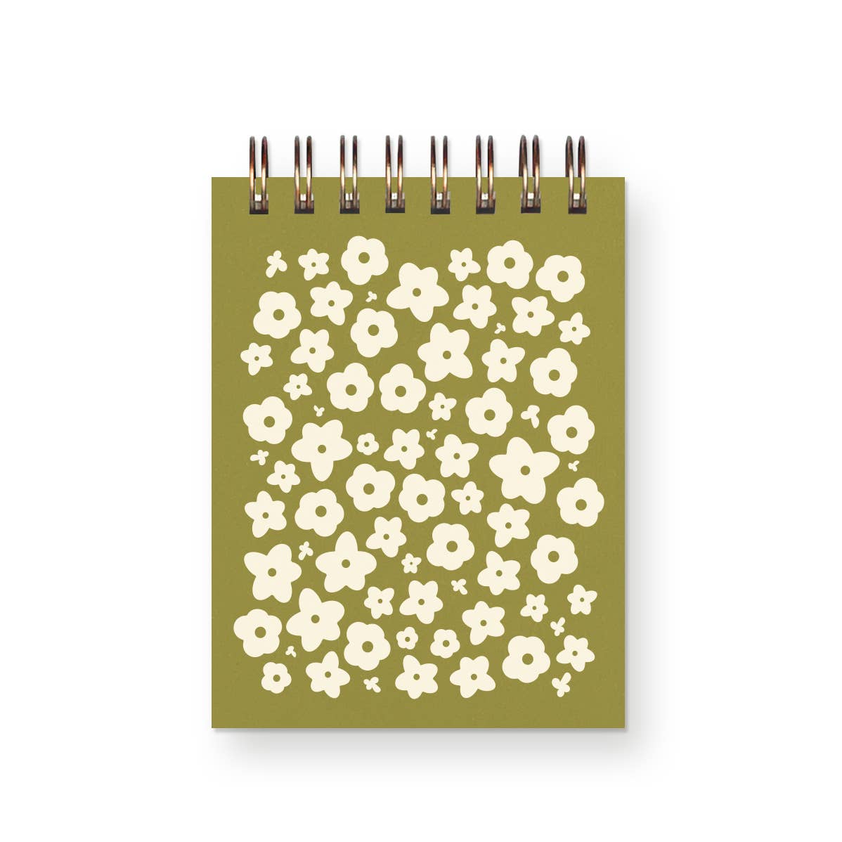 Flower Pattern Mini Jotter Notebook: Chartreuse Cover | White Ink