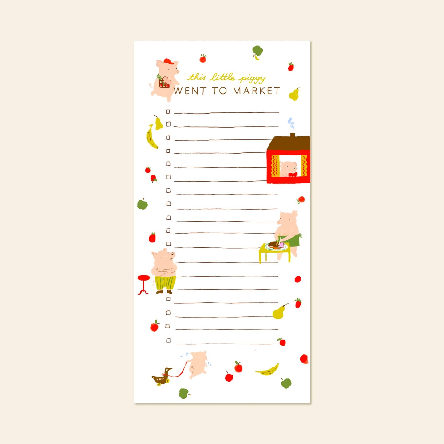 Piggy Market Listpad – Cute Magnetic Grocery Notepad