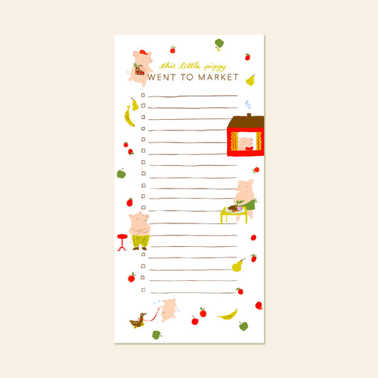 Piggy Market Listpad – Cute Magnetic Grocery Notepad