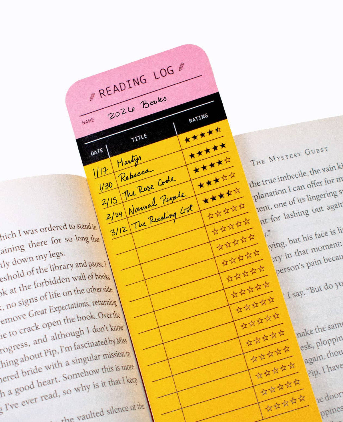 Pencil Reading Log Bookmark: Yellow